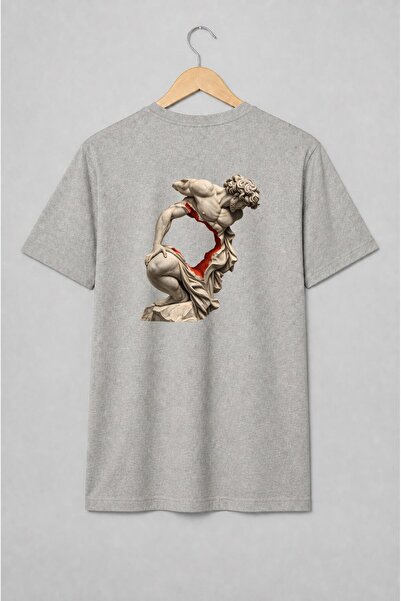 Generic Brand Tricou unisex cu Statuie clasică cu bărbat în stil dark art