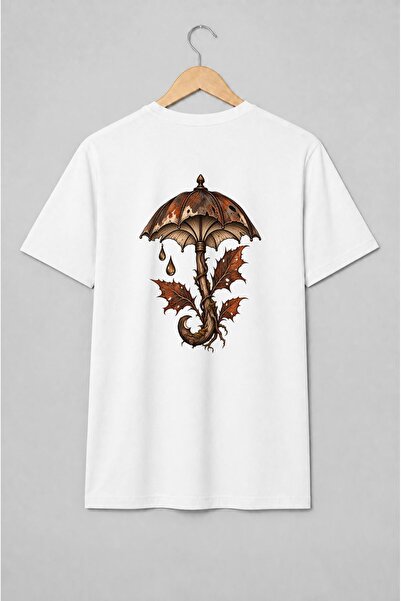Generic Brand Tricou unisex cu Umbrelă gotică cu copac răsucit