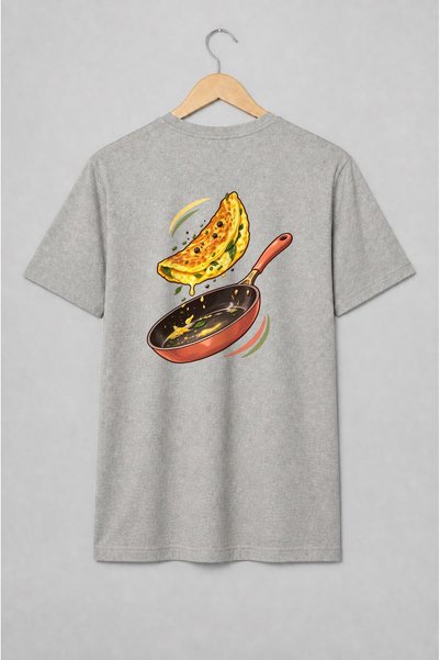 Generic Brand Tricou unisex cu Omletă în tigaie cu ierburi ilustrație culinară