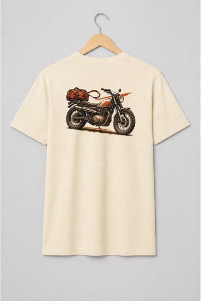 Generic Brand Tricou unisex cu Motocicletă scrambler vintage cu geantă de căl...