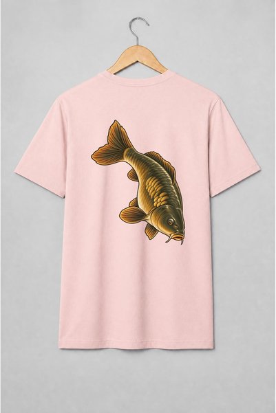 Generic Brand Tricou unisex cu Crap de pescuit în stil ilustrat