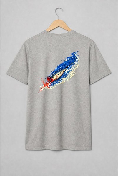 Generic Brand Tricou unisex cu Nălucă de pescuit pe valuri pentru pescari
