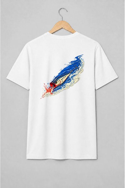 Generic Brand Tricou unisex cu Nălucă de pescuit pe valuri pentru pescari
