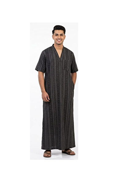 TAJ Men's Shuba Robe for Home Use with Short Sleeves and Seven-Shaped Collar ...