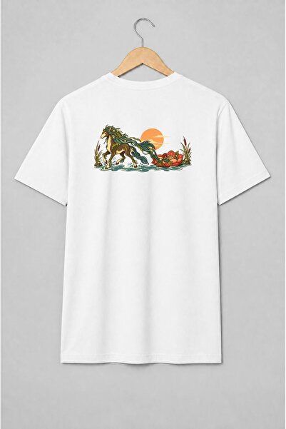 Generic Brand Tricou unisex cu Cal mitologic acvatic în stil fantasy
