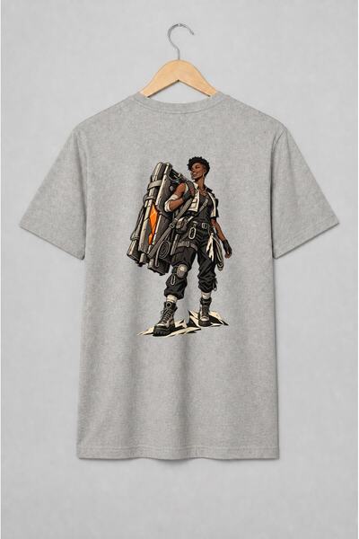 Generic Brand Tricou unisex cu Aventurieră cu rucsac tehnic în stil joc video