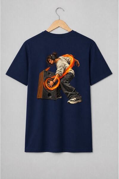 Generic Brand Tricou unisex cu Ascultător cu căști și difuzor stil urban