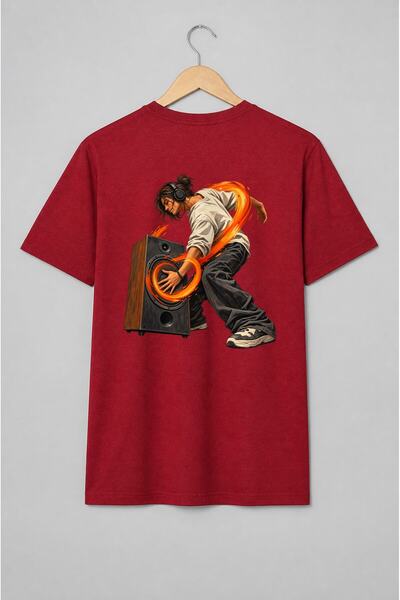 Generic Brand Tricou unisex cu Ascultător cu căști și difuzor stil urban