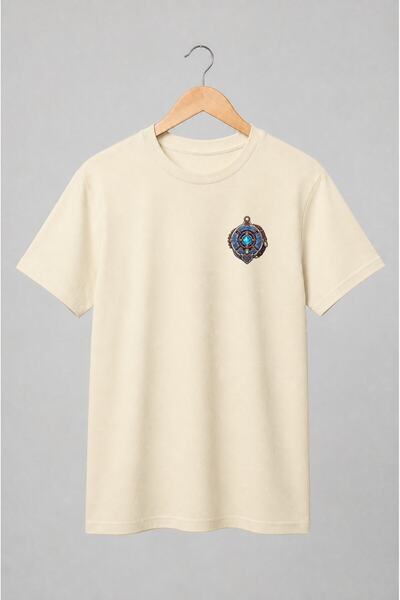 Generic Brand Tricou unisex cu Busolă cu cristal albastru pixel art