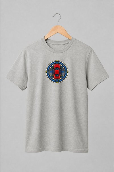 Generic Brand Tricou unisex cu Mașină de curse pixel art