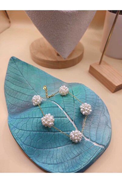 İNCİORA JEWELRY Gerçek Doğal Kum İnci 925 Ayar Gümüş Bileklik 5li Top