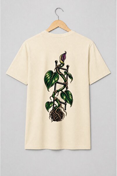 Generic Brand Tricou unisex cu Plantă cățărătoare pe spalier ilustrație botanică