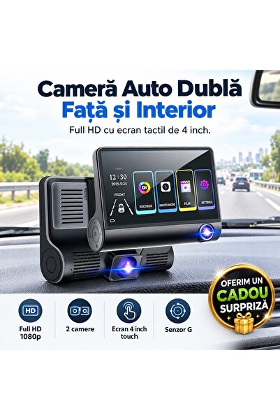 Zâna Casei Dual front and interior car camera, 4 inch touch screen, Full HD 1...