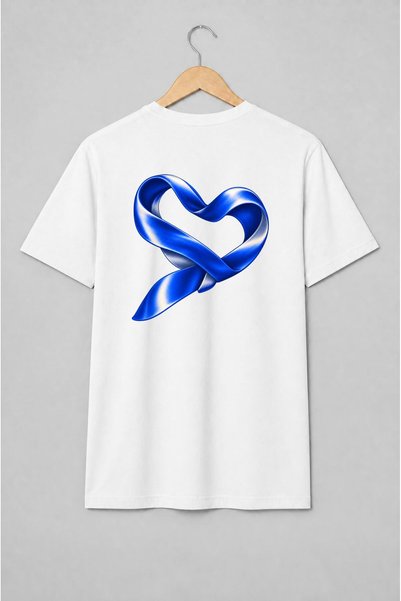 Generic Brand Tricou unisex cu Inimă din panglică albastră pentru stil romantic
