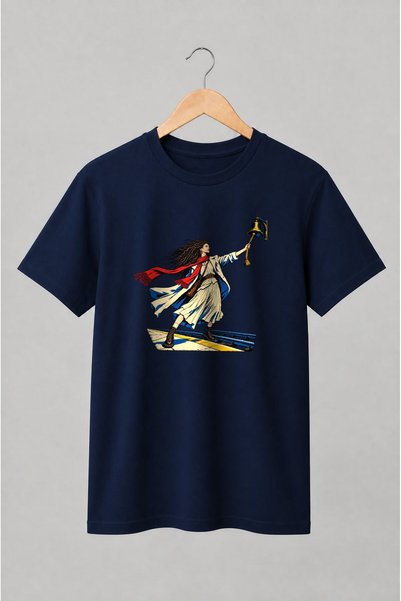 Generic Brand Tricou unisex cu Femeie pe calea ferată cu clopot vintage