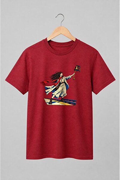 Generic Brand Tricou unisex cu Femeie pe calea ferată cu clopot vintage