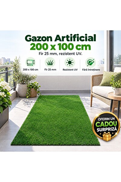 Zâna Casei Διακοσμητικός τεχνητός χλοοτάπητας 200 x 100 εκ., νήμα 25 χιλ., πο...