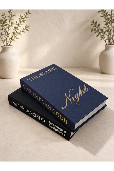LUMEYA HOME 2’li Dekoratif Kitap Kutu Seti – Van Gogh Starry Night ve Michela...