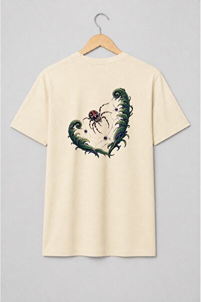 Generic Brand Tricou unisex cu Păianjen pe pânză cu motiv gotic