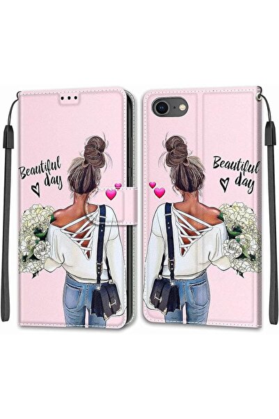 GENERAL Nadoli Wallet Case for iPhone SE 2020,Colorful Painted [Girl Flower] ...