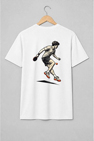 Generic Brand Tricou unisex cu Jucător de tenis de masă stil retro