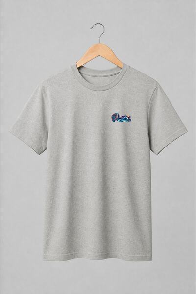 Generic Brand Tricou unisex cu Ceas de mână cu val oceanic în stil pixel art