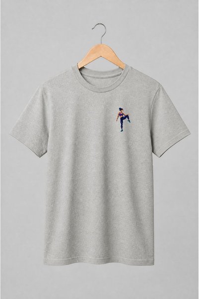 Generic Brand Tricou unisex cu Femeie în echipament sportiv stil vectorial