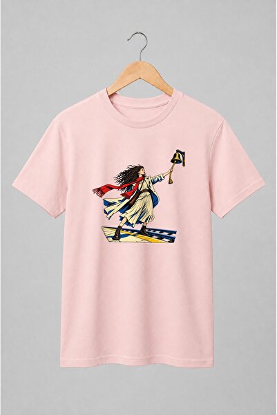 Generic Brand Tricou unisex cu Femeie pe calea ferată cu clopot vintage