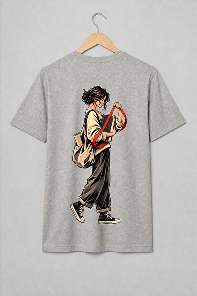 Generic Brand Tricou unisex cu Femeie cu jurnal și creion în stil retro