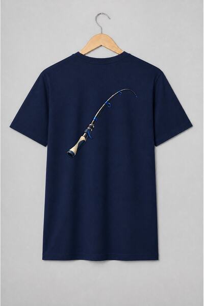 Generic Brand Tricou unisex cu Lansetă de pescuit stil ilustrat