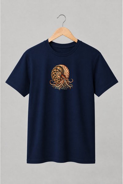 Generic Brand Tricou unisex cu Caracatiță cu cochilie spiralată stil vintage