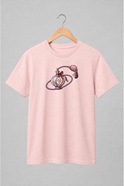 Generic Brand Tricou unisex cu Flacon de parfum vintage cu atomizor și floare