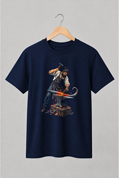 Generic Brand Tricou unisex cu Fierar la nicovală în stil atelier