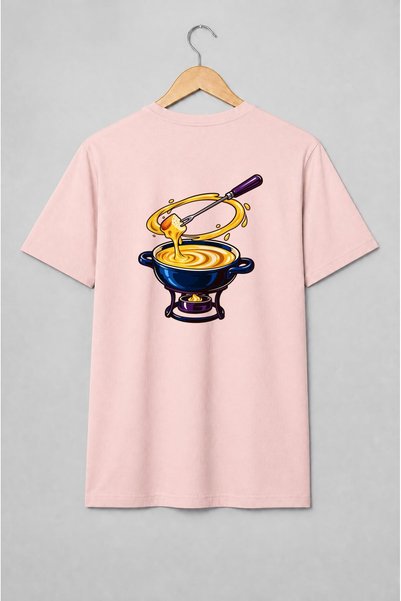 Generic Brand Tricou unisex cu Fondue cu brânză topită stil pop art