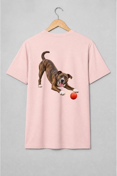 Generic Brand Tricou unisex cu Câine jucăuș cu minge roșie pentru iubitorii d...