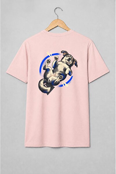 Generic Brand Tricou unisex cu Câine cu lăbuțele ridicate stil pop-art