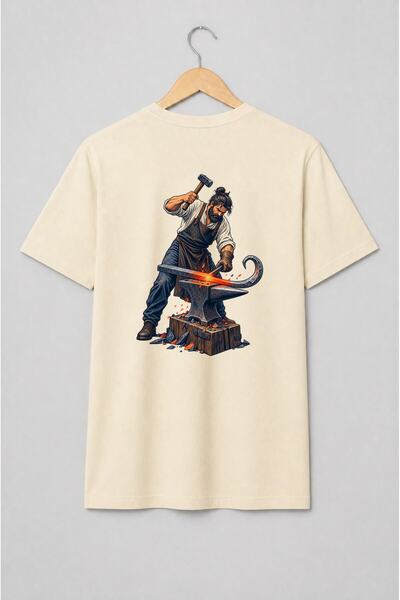 Generic Brand Tricou unisex cu Fierar la nicovală stil industrial