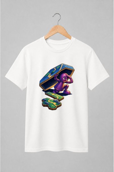 Generic Brand Tricou unisex cu Personaj mov pe tablă de joc fantasy