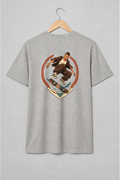 Generic Brand Tricou unisex cu Skateriță pe skateboard, stil retro