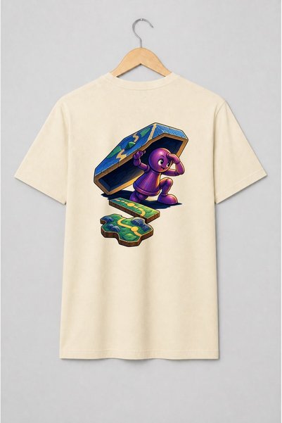 Generic Brand Tricou unisex cu Personaj mov pe tablă de joc fantasy