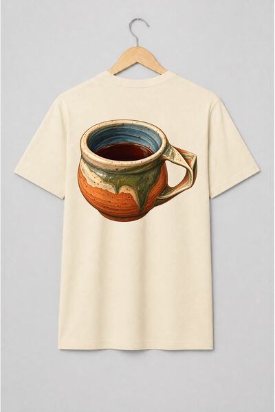 Generic Brand Tricou unisex cu Cană de ceramică rustică