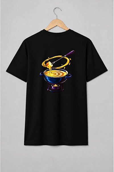 Generic Brand Tricou unisex cu Fondue cu brânză topită stil pop art