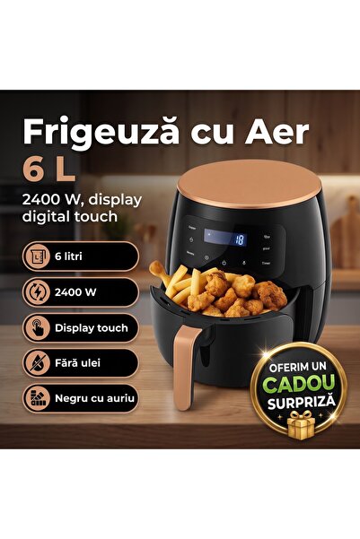 Zâna Casei Φριτέζα ζεστού αέρα 6 λίτρων, 2400W, ψηφιακή οθόνη αφής, χρονοδιακ...