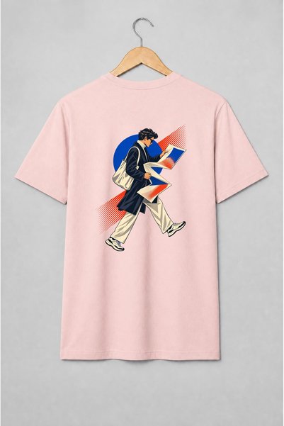 Generic Brand Tricou unisex cu Cititor cu pagini stil pop art