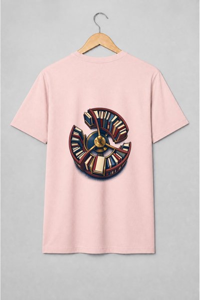 Generic Brand Tricou unisex cu Bibliotecă circulară cu cărți în stil vintage