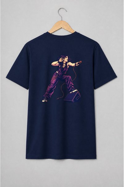 Generic Brand Tricou unisex cu Cântăreață rock cu microfon