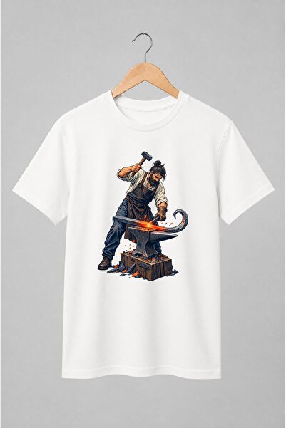 Generic Brand Tricou unisex cu Fierar la nicovală în stil atelier