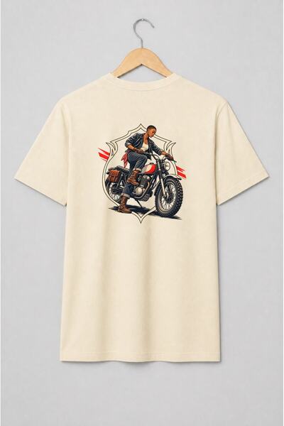 Generic Brand Tricou unisex cu Femeie pe motocicletă scrambler stil vintage