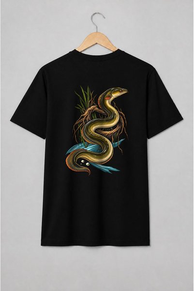 Generic Brand Tricou unisex cu Anghilă ilustrată pentru pescari