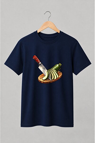 Generic Brand Tricou unisex cu Cuțit de bucătărie și dovlecel feliat stil cul...